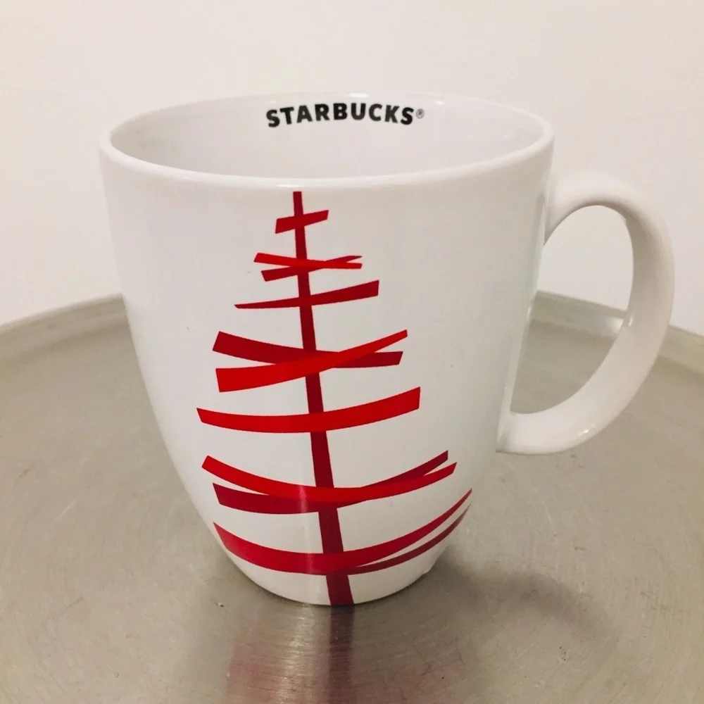 Starbucks 2012 Christmas Mug tree red white coffee tea kitchen